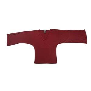 Vintage Rampage Burgundy V-Neck Dolman Sleeve Ribbed Waist Sweater